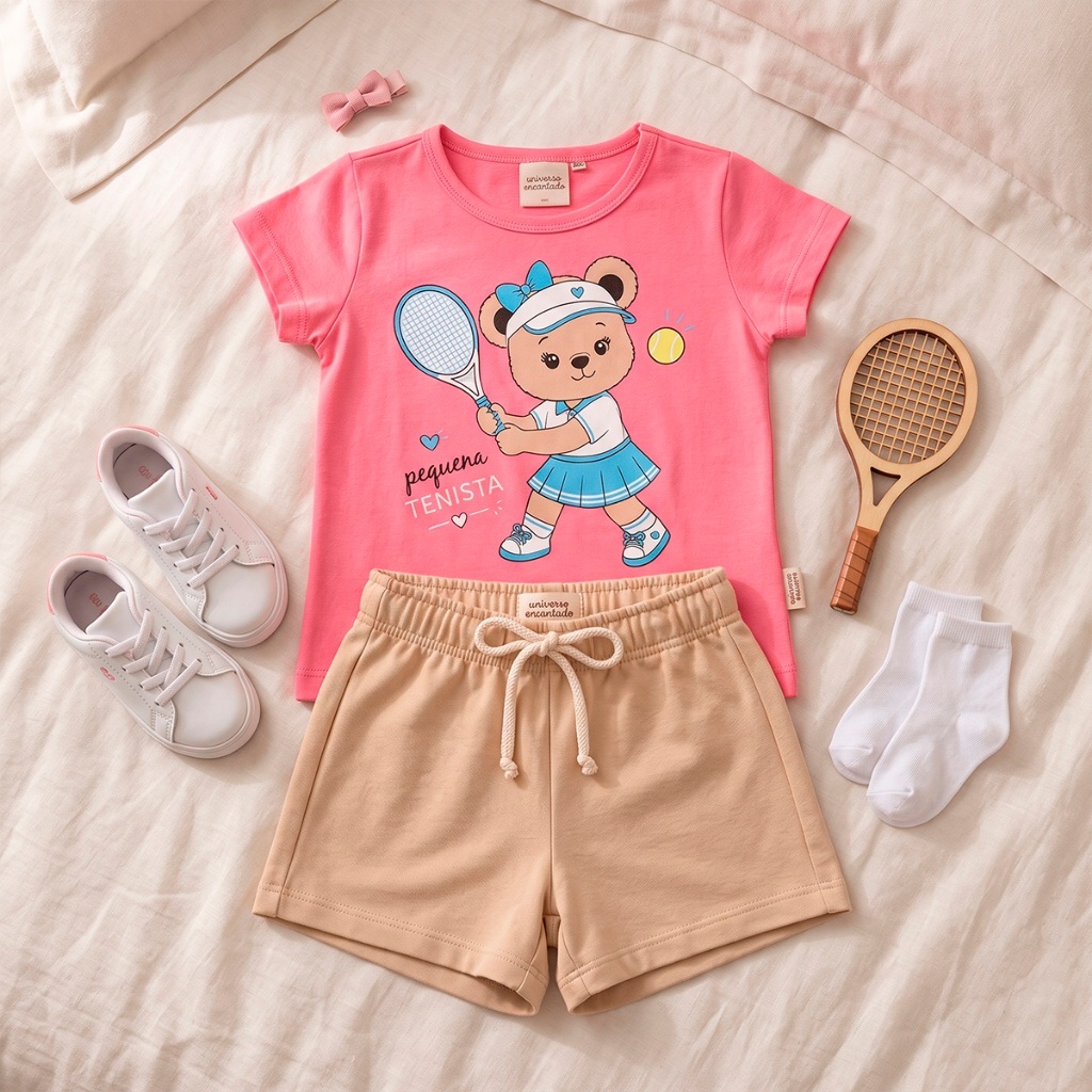 Conjunto Bebê Menina Curto Verão Pequena Tenista · foto 2