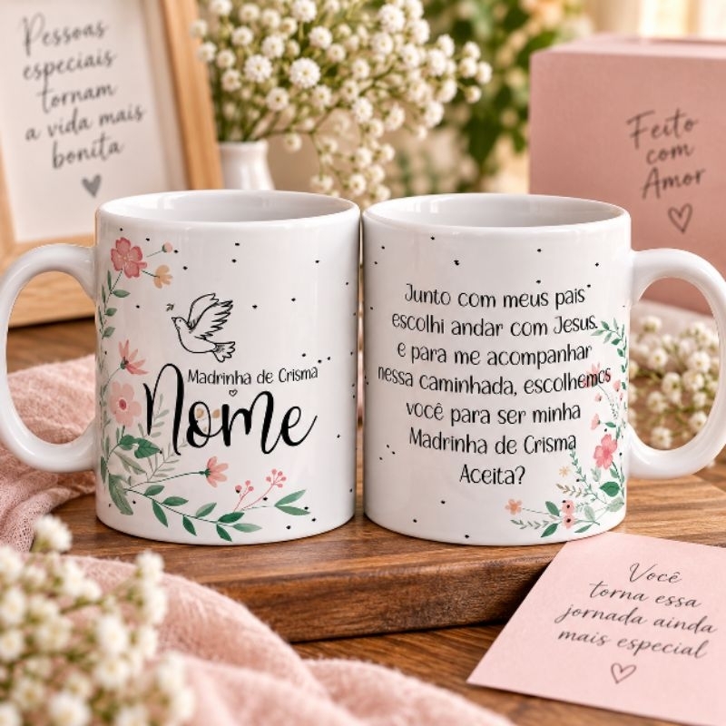 Caneca/Xícara de Cerâmica Personalizada 325ml Tema Crisma