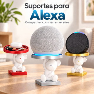Suporte Alexa Chaves Decorativo 3D Urso Bandeja armário cozinha sala decoração Dot 3, 4, 5 ursinho