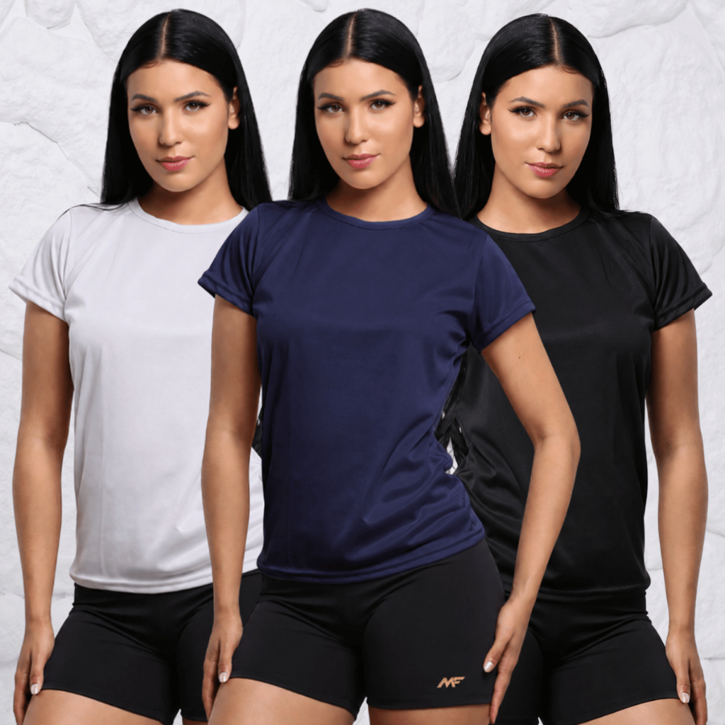 Kit 3 Camisetas Dry Fit Feminina - Casual - Treino - Academia - Esportes - Exercícios - Corrida