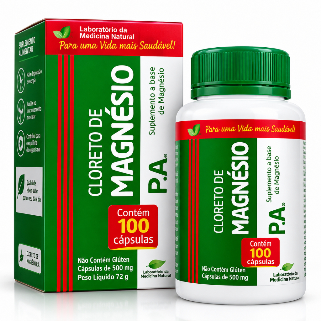 Cloreto de Magnésio P.A. Medinal 100 Cápsulas 500mg Original