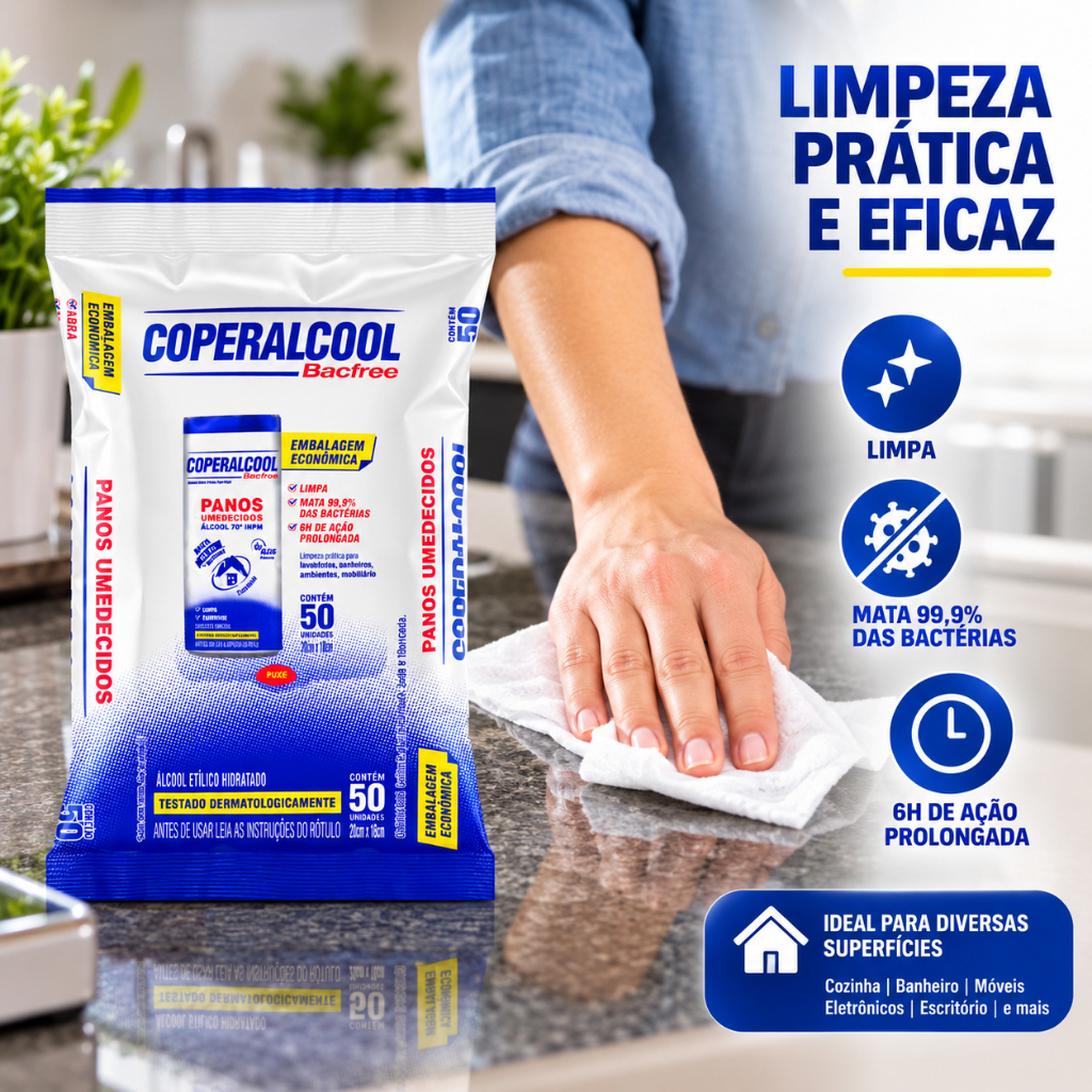 Coperalcool Bacfree Panos Umedecidos 70° Refil 50un 20x18cm