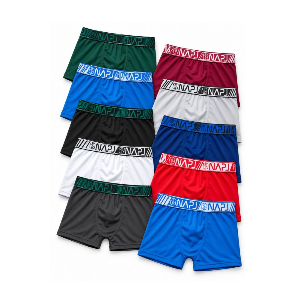 Kit 10 Cuecas Boxer Masculinas NAPJ Microfibra Adulto