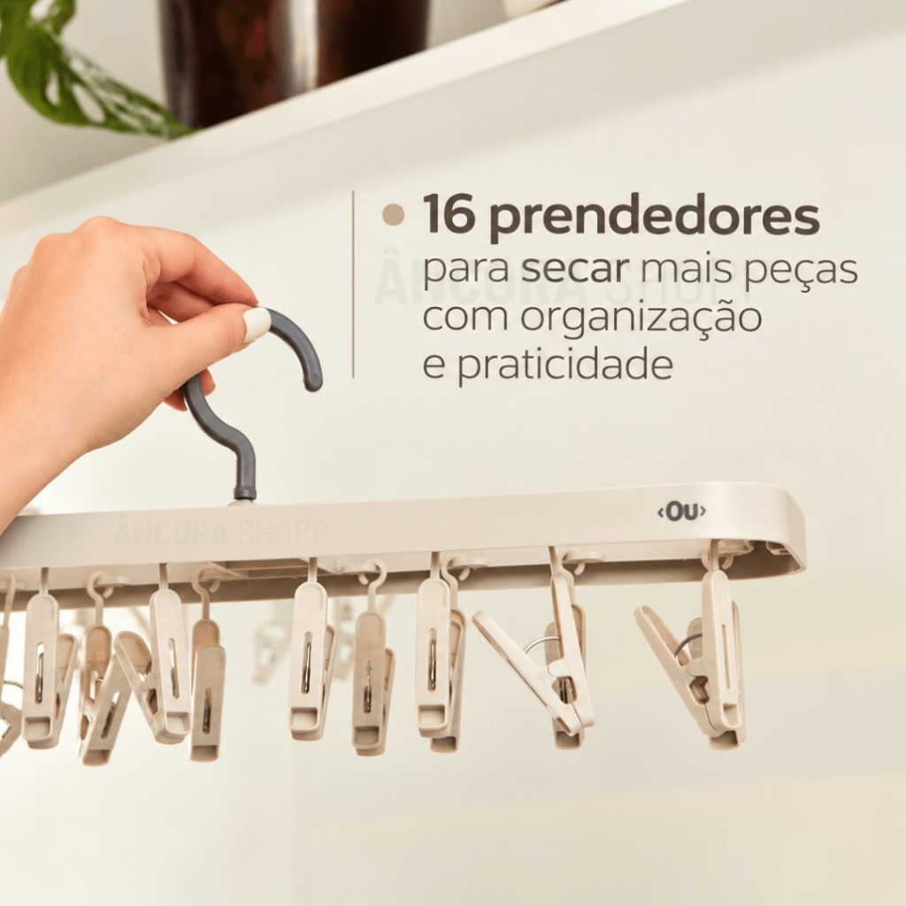 Varal Duplo Linha Flow com 16 Prendedores para Roupas 5kg Compacto e Resistente para Secar Roupas — imagem 2 de 2