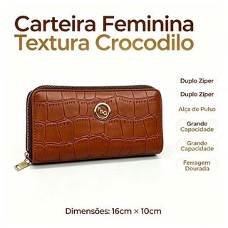 Carteira Feminina Textura Crocodilo