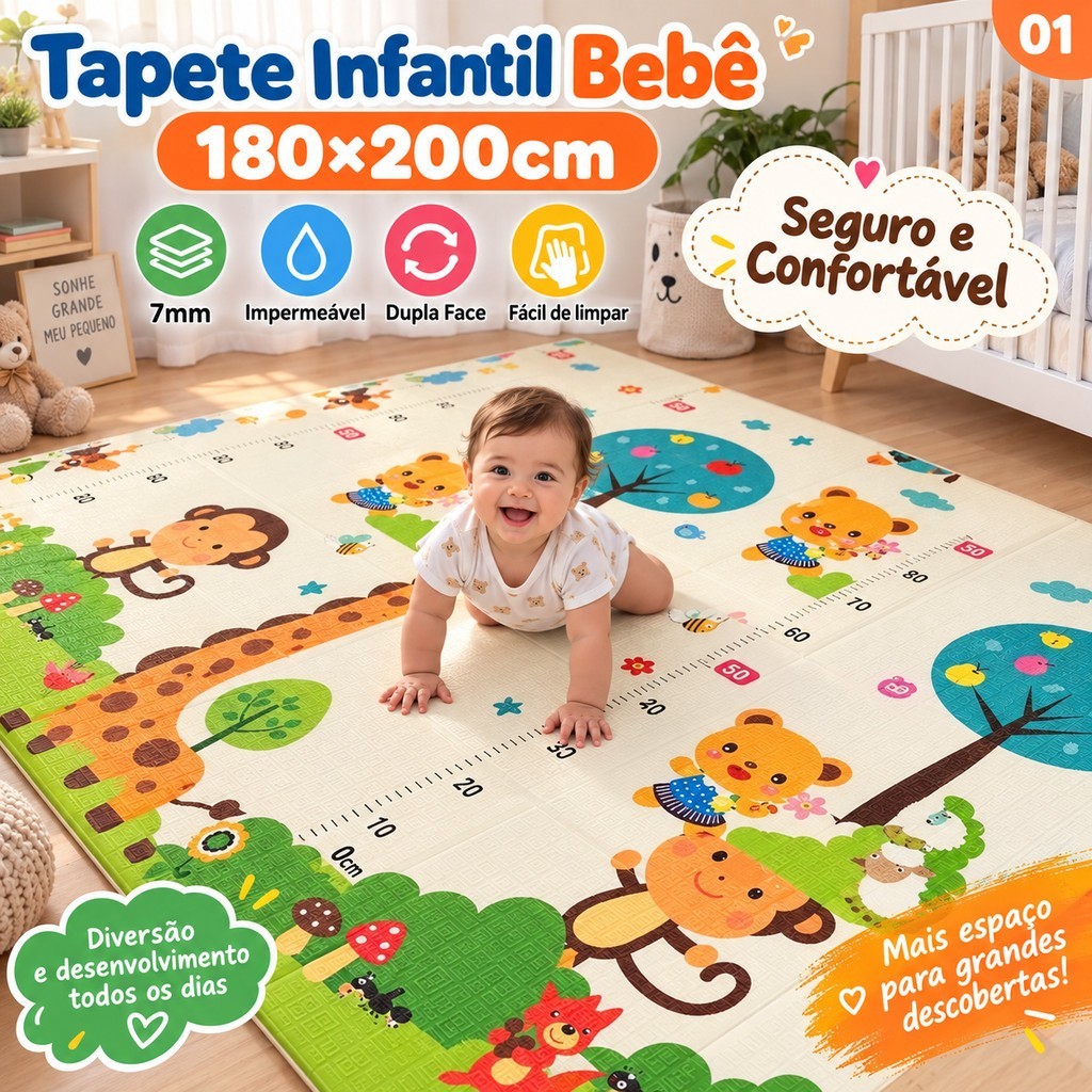 Tapete Infantil Atividade Bebê Dupla Face Emborrachado 180*200*0.8cm-S13