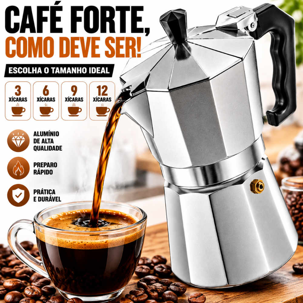 Cafeteira Italiana Alumínio de alta qualidade Moka 3/6/9/12 Xícaras Alumínio Café Puro Vários Tamanhos
