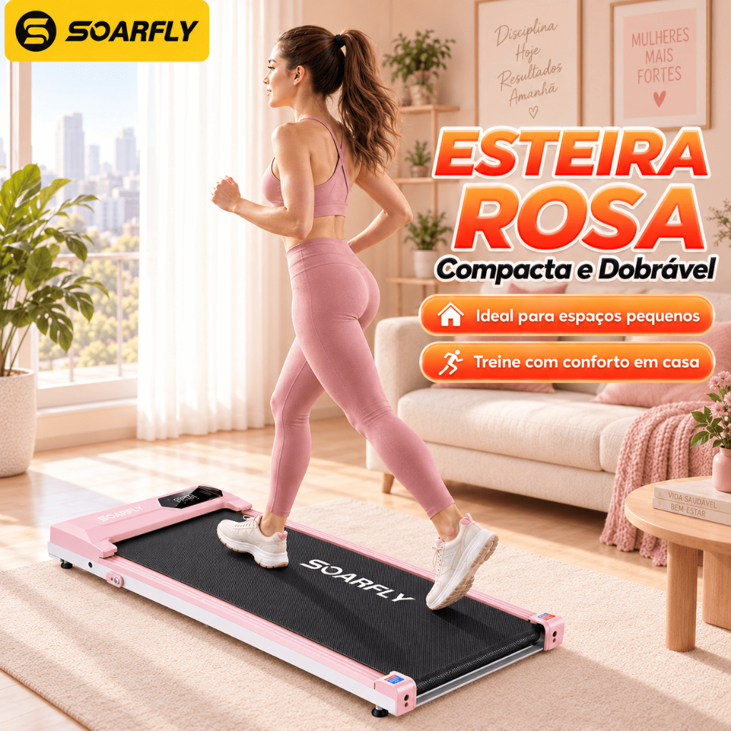 Soarfly Esteira Elétrica 3.5HP Dobrável e Silenciosa 1-14km/h, Controle Remoto e Chave de Segurança