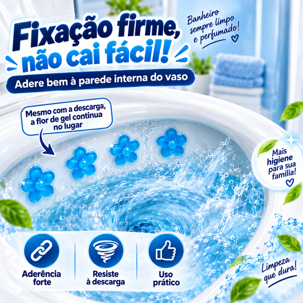 Gel Adesivo Vaso Sanitário com Aplicador e Refil Perfumado Florzinha Limpeza Banheiro · foto 2