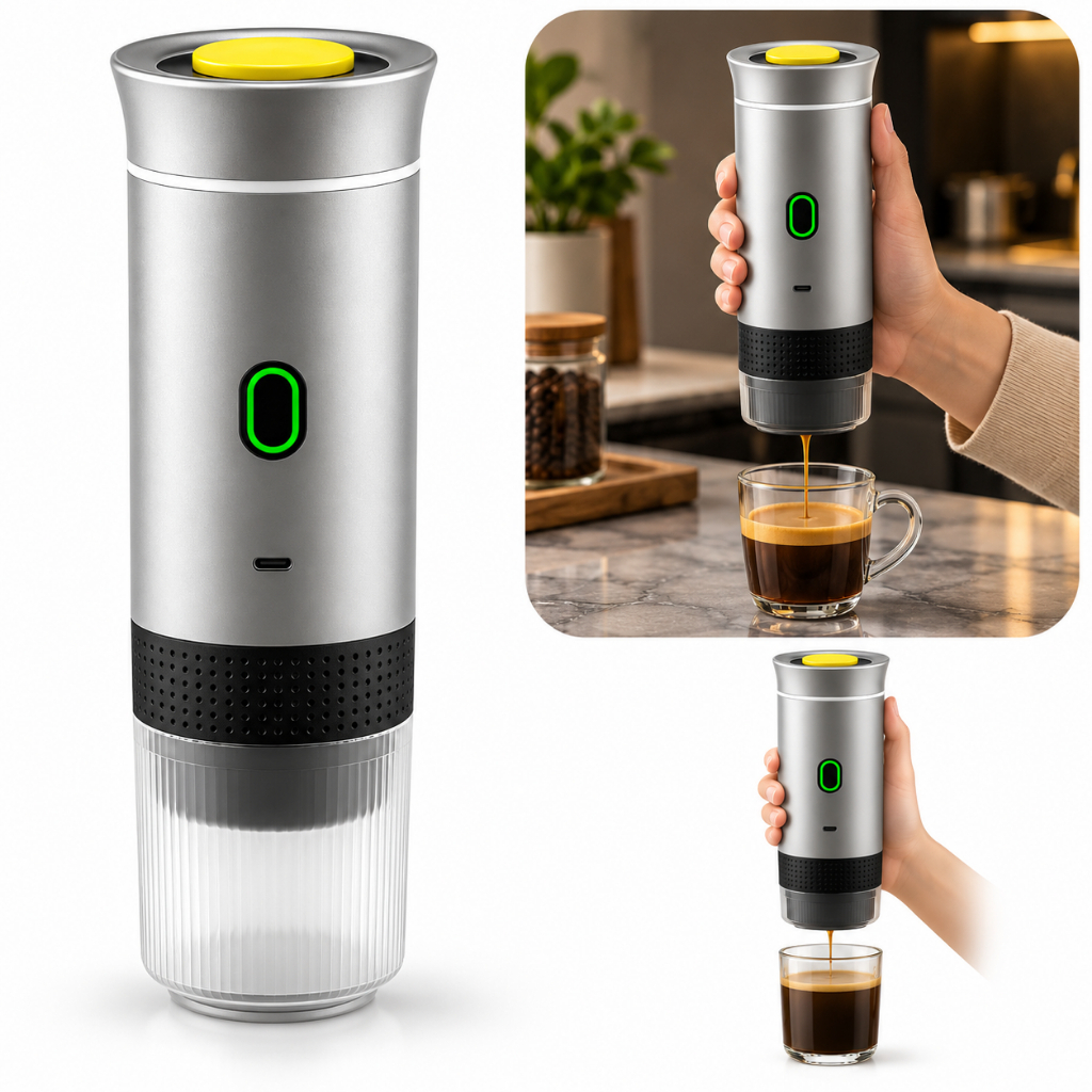 Máquina de Café Expresso Portátil Prata Compacta 3 em 1 Recarregável com Reservatório 60 ml DECO