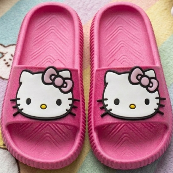 Chinelo Infantil Feminino Slide Gatinha Fofinha Rosa Confortável Antiderrapante Verão Praia Piscina Escola