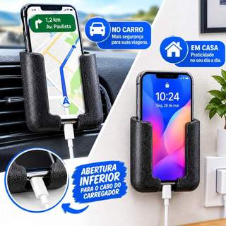 Kit 3 Suporte Celular de Parede Adesivo Carro Controle Remoto Multifuncional Porta Celular Organizadora Carregamento