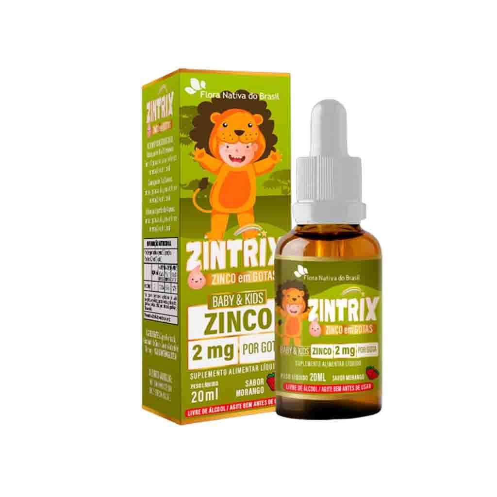 ZinTrix Zinco em Gotas 20ml Sabor Morango - Flora Nativa do Brasil