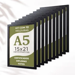 Kit 10 Moldura Quadro De Fotos Parede Quadro Certificado Diploma A5 15x21 Quadro Moldura Parede