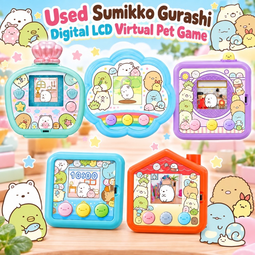 Used Sumikko Gurashi Digital LCD Virtual Pet Game Atsume Mikke Water Catch
