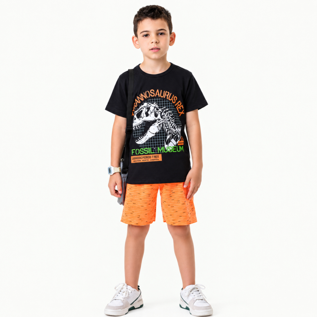 Conjunto Infantil Masculino Silk Dino fossil Museum Tam 1 ao 14 anos