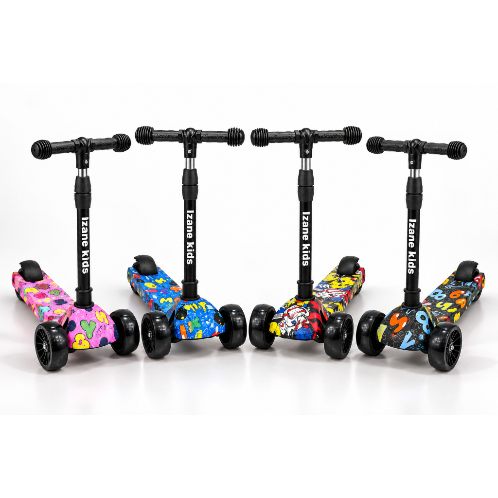 Patinete Infantil Scooter 3 Rodas Dobrável com Luz LED nas Rodas até 50kg e Guidão Ajustável