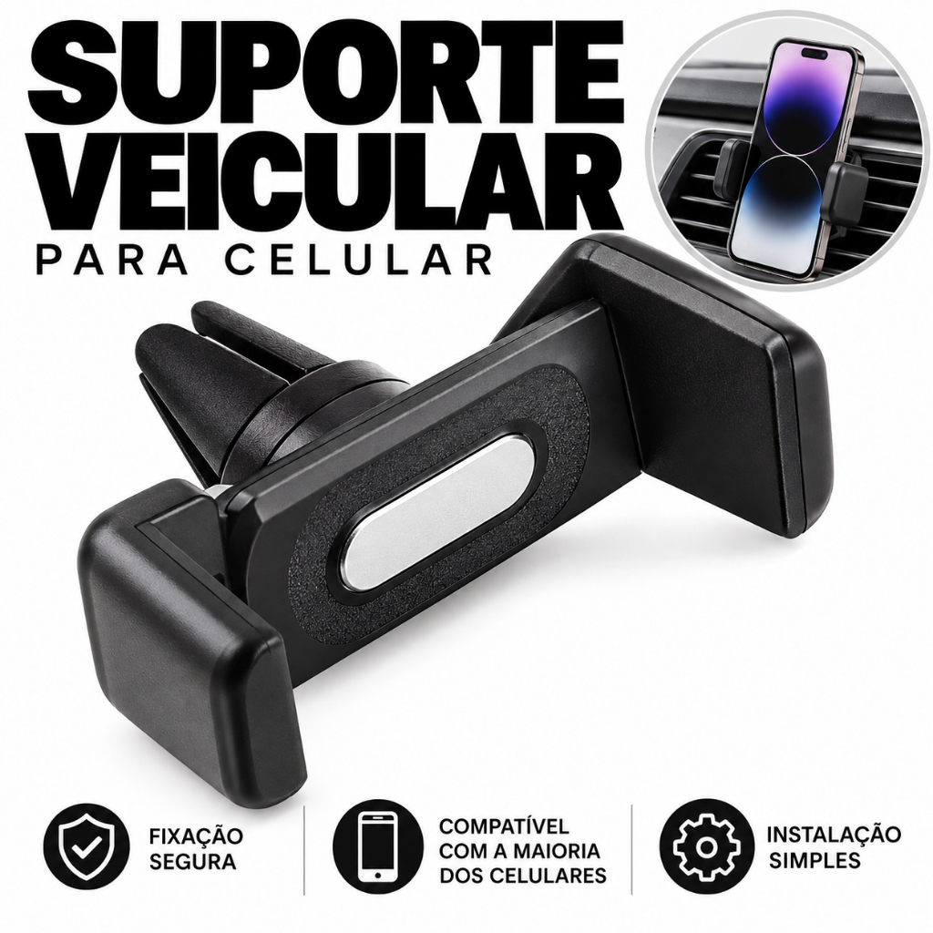 Suporte Celular Carro Automotivo Universal Saída de Ar GPS Articulado Painel Veicular Smartphone