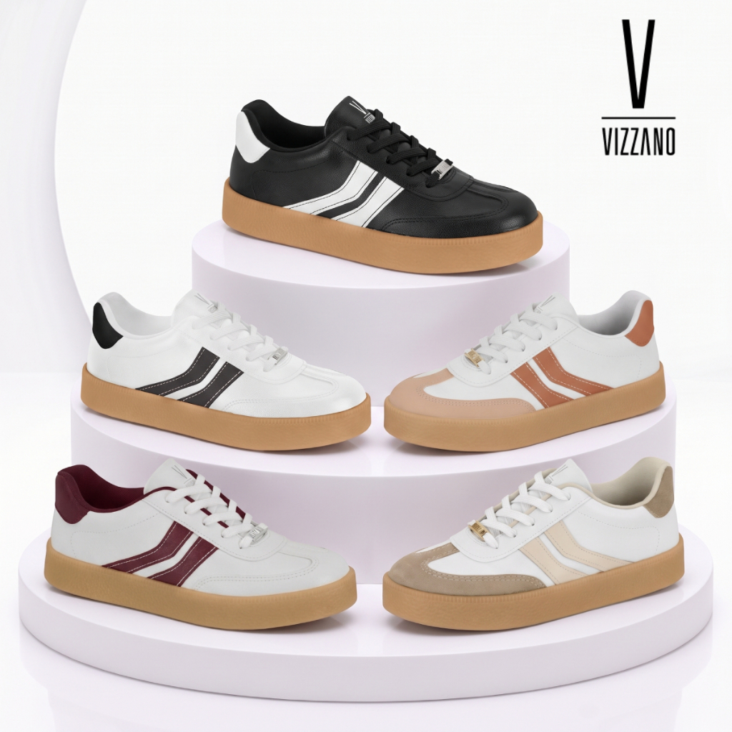 Tênis Feminino Vizzano Casual Retro Estiloso Solado Marrom Plataforma Confortável