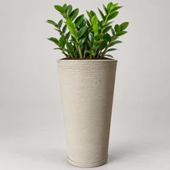 Vaso Decorativo Polietileno para Plantas Coluna Cone Redonda Com Prato Medidas 52x32x23cm