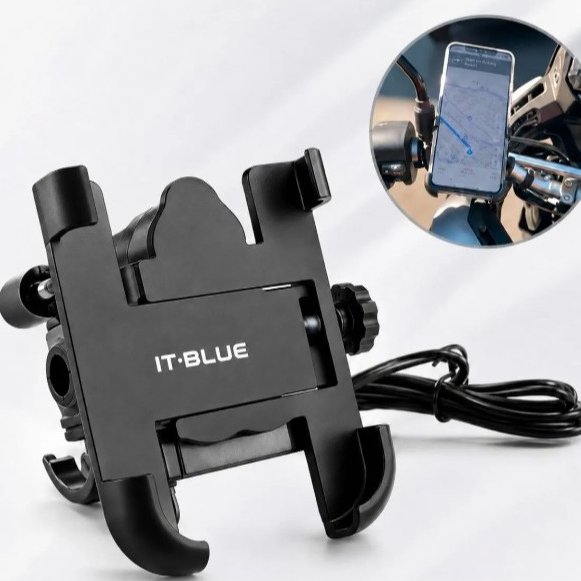 Suporte de Celular de Alumínio Moto Bicicleta Bike Com Usb Carrega CelularTrava Giro 360°