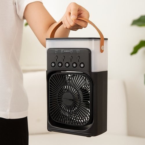 Climatizador De Ar Portátil Umidificador Ventilador LED 500ml USB Silencioso 3 Velocidades Startools