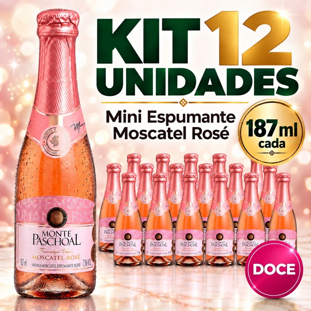 Kit 12 Mini Espumante Baby Diversas 187ml Monte Paschoal Lembrancinha Casamento Atacado