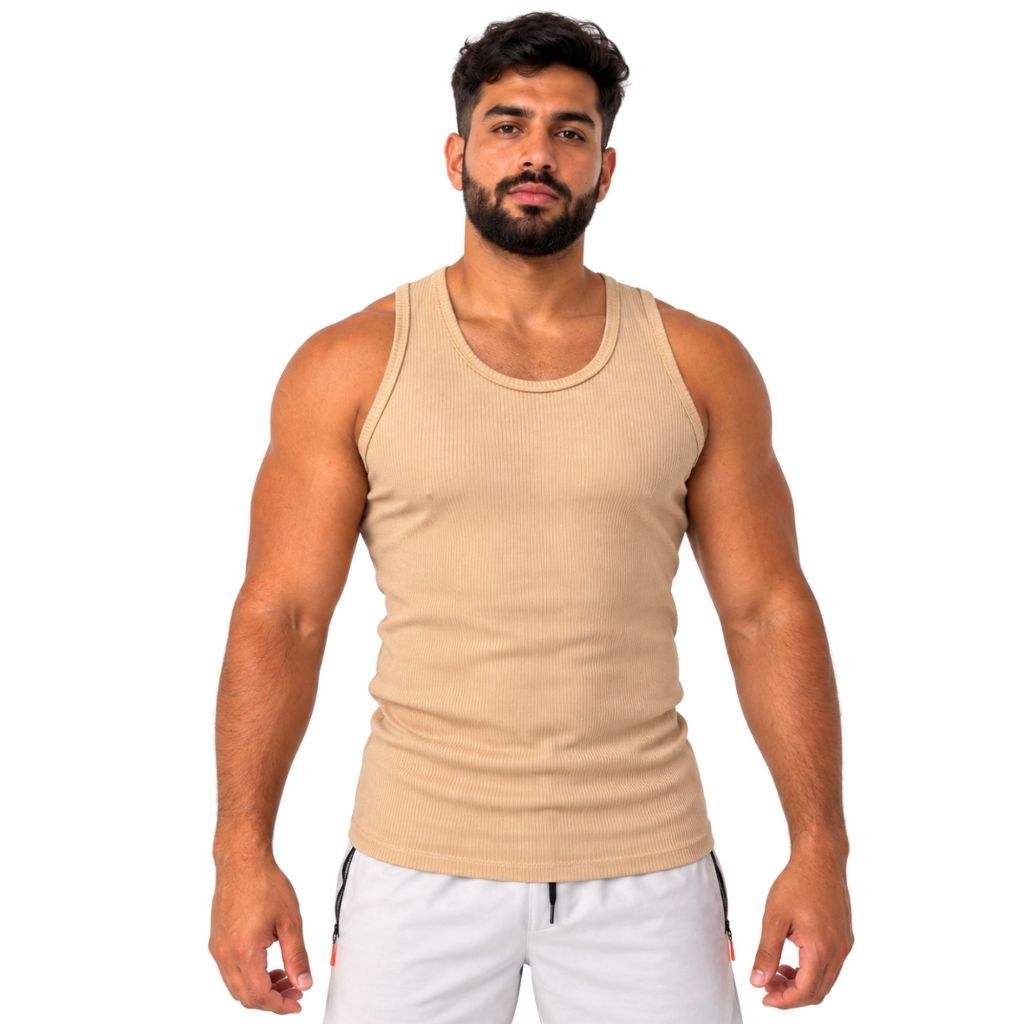 Regata Canelada Masculina Americana Slim Academia Casual Unidade e Kit