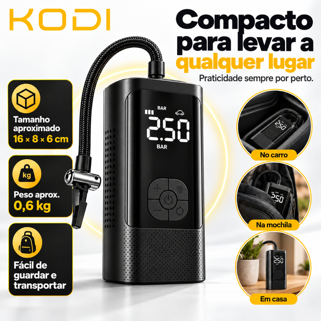Compressor de Ar Portátil M6 Inflador Digital para Pneus Carro Moto Bike Compacto e Prático · foto 2
