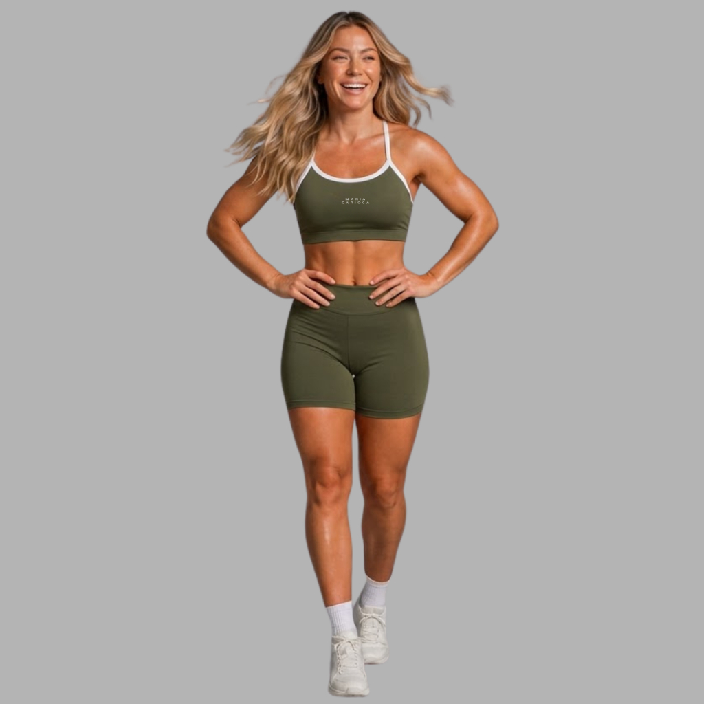 Conjunto Fitness Feminino Top e Short Academia Zero Transparência Suplex Blackout