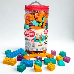 Blocos Criativos Educativos Brinquedo 120 Peças de Montar Coloridas +24 Meses Kendy | QUEEN SHOP