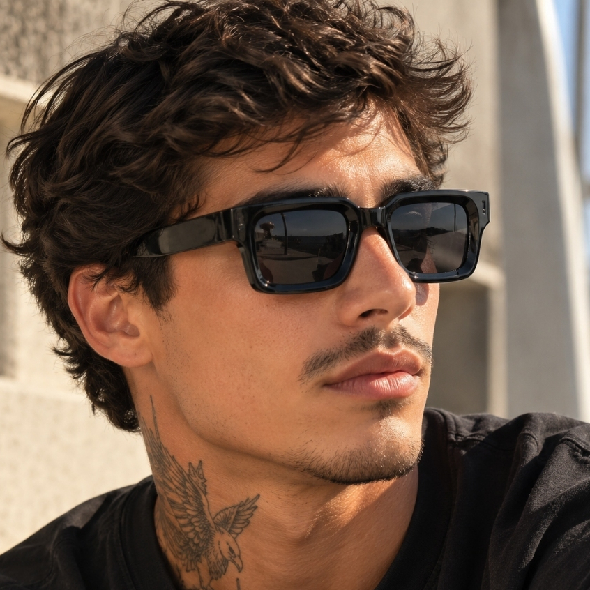 Óculos Sol Masculino Vintage Retro Proteção Quadrado UV400