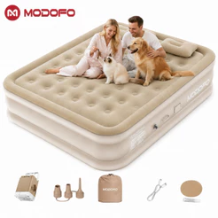 MODOFO Colchão Inflável Solteiro/Queen/King Com Bomba Elétrica Recarregável Cama Inflável Para Camping Casa