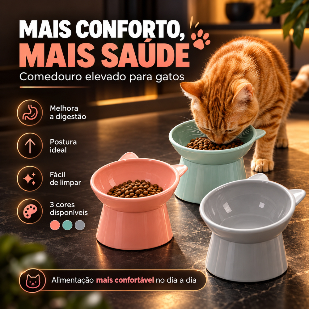 Comedouro Bebedouro Elevado 1 2 ou 5 Unidades Anti Engasgo Pet Gato Cachorro Kit