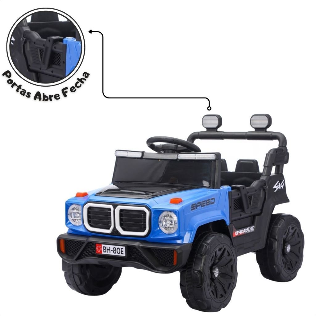 Jipe Carro Elétrico Infantil Thunder Kid Bateria 12v Som Luz e Controle Remoto · foto 2