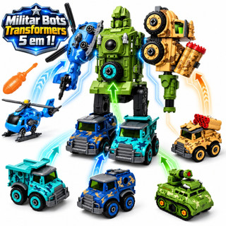 Brinquedo Robô Montável Carrinho Exercito Transformer Policial Exercito