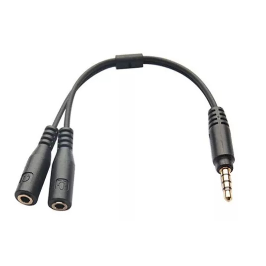Cabo Duplicador P2 Para Dois Fones Com Conector P2 Macho E Duas Saídas P2 Fêmea Para Dividir O Sinal