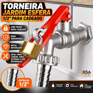 Torneira Jardim 1/2 Torneira Esfera  Torneira externa Torneira para cadeado Torneira Segura com uniao para mangueira