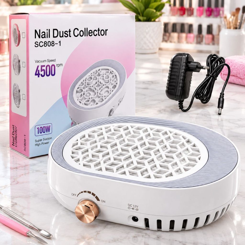 Aspirador Coletor Pó Unhas Manicure Profissional com Regulagem 45.000RPM 100W CS808-1 Oval Bivolt