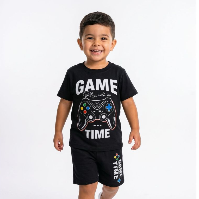 Conjunto Infantil masculino bermuda e camisa de menino juvenil roupa de criança