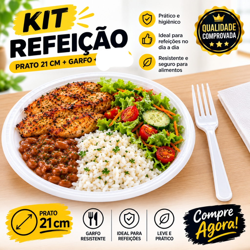 Kit garfo e prato descartável para churrasco refeição, jantar almoço.