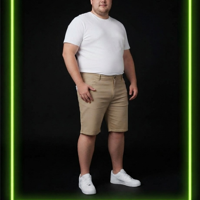 Bermudas Jeans e de Sarja Masculina Cintura Alta com Elastano tamanhos Grandes do 58 ao 66