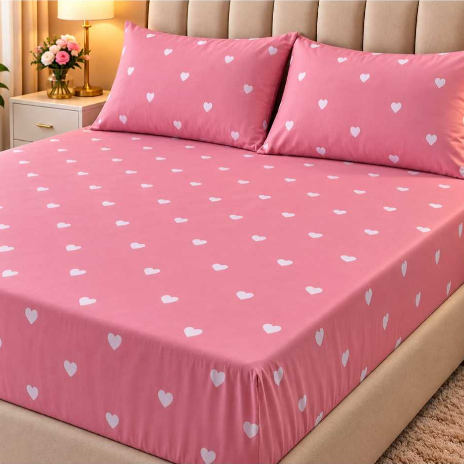 Jogo de Cama Casal Box 3 Peças com Elástico Toque Macio Estampado + 2 Fronhas