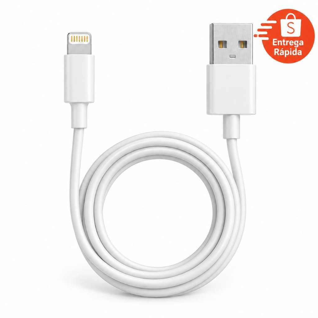 Cabo Lightning iPhone x USB IOS 1 Metro Carregamento Rápido Turbo Compatível Iphone 6 ao 14 Pro Max