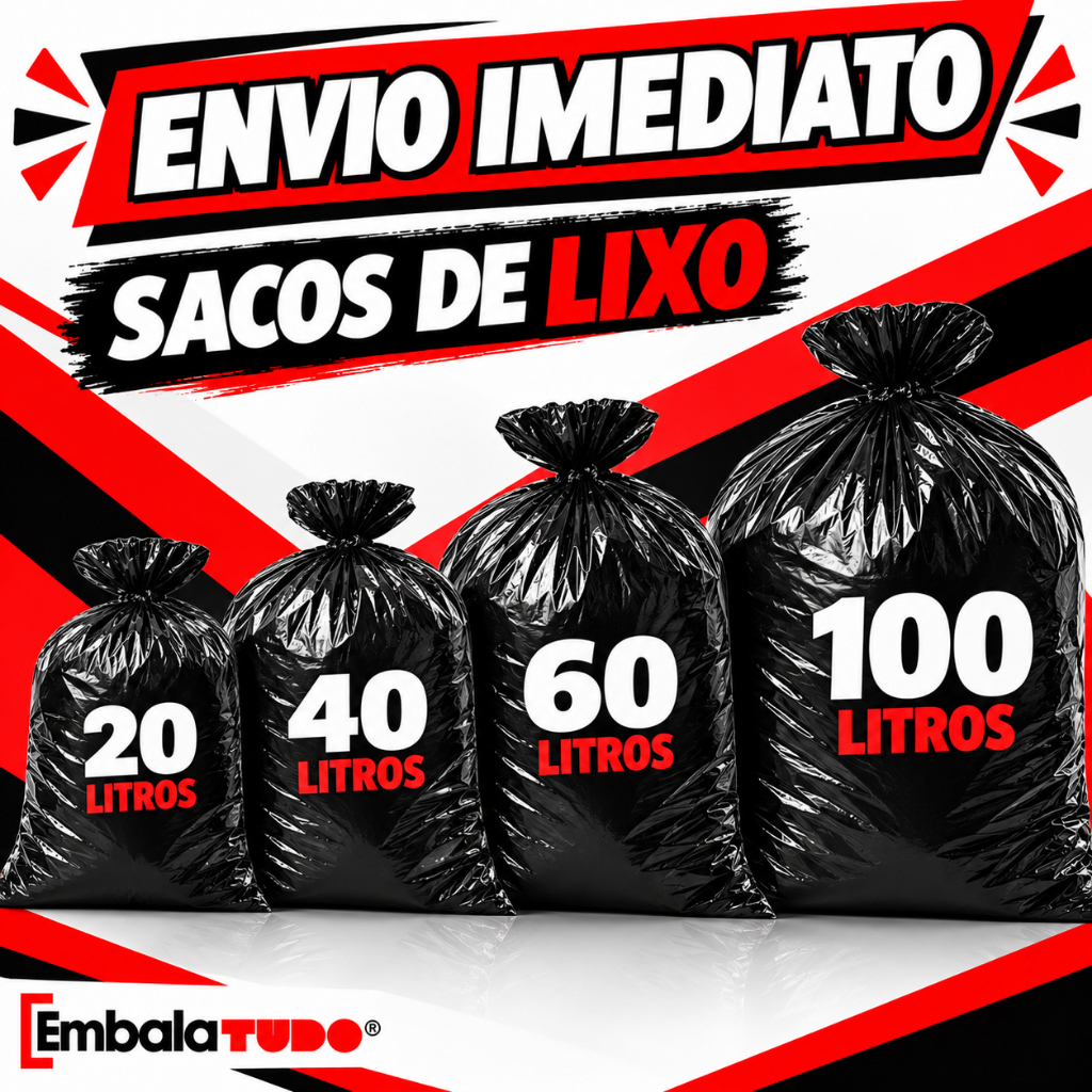 Saco Lixo Preto Resistente 100 Litros / 60L / 40L / 20L - Escolha o TAMANHO