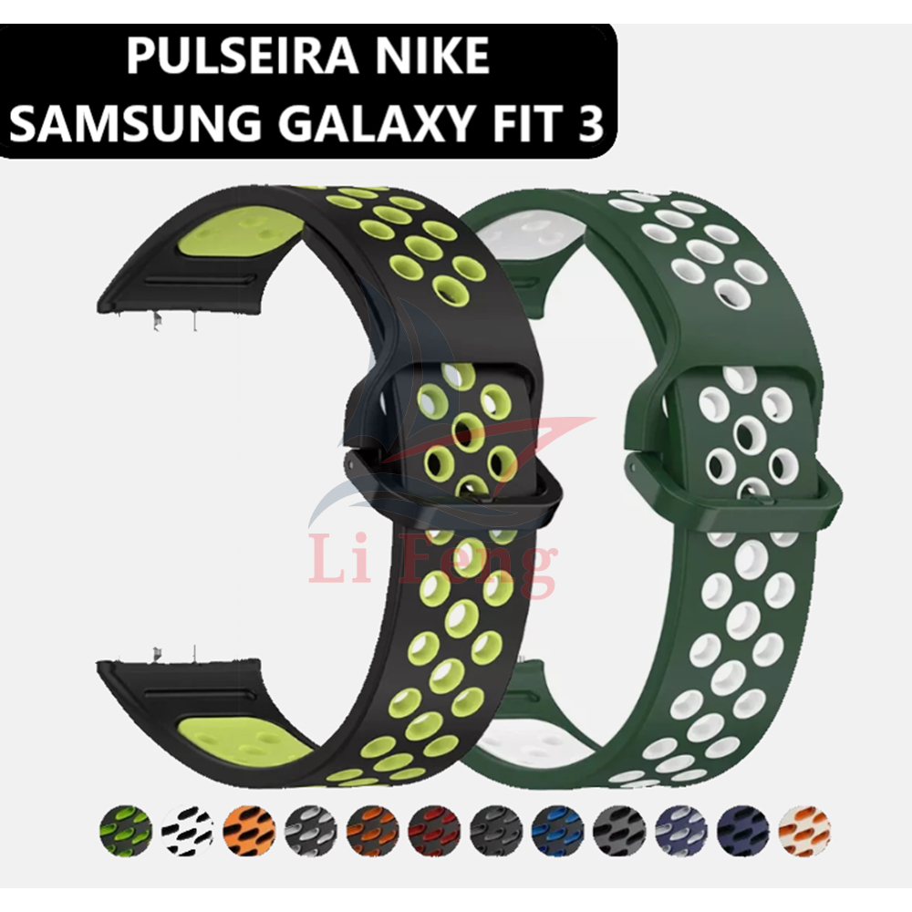 Pulseira de Silicone Esportiva Furadinha para smartwatch Samsung Galaxy Fit 3 R390