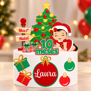 Topo de bolo Natal - Topo mesversário natal - Feliz Natal - Natal menino ou menina - Meu primeiro natal