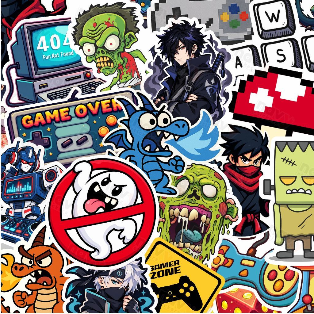 Kit 24 Adesivos - Gamer, Nerd, Jogos, Séries, Pc, Nootebook, Garrafa - PREMIUM A PROVA D´ÁGUA
