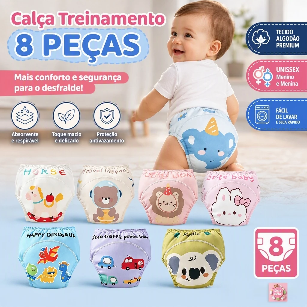 Calça De Treinamento Infantil Impermeável E Reutilizável Para Desfralde Com Algodão Macio E Alta Absorção — imagem 1