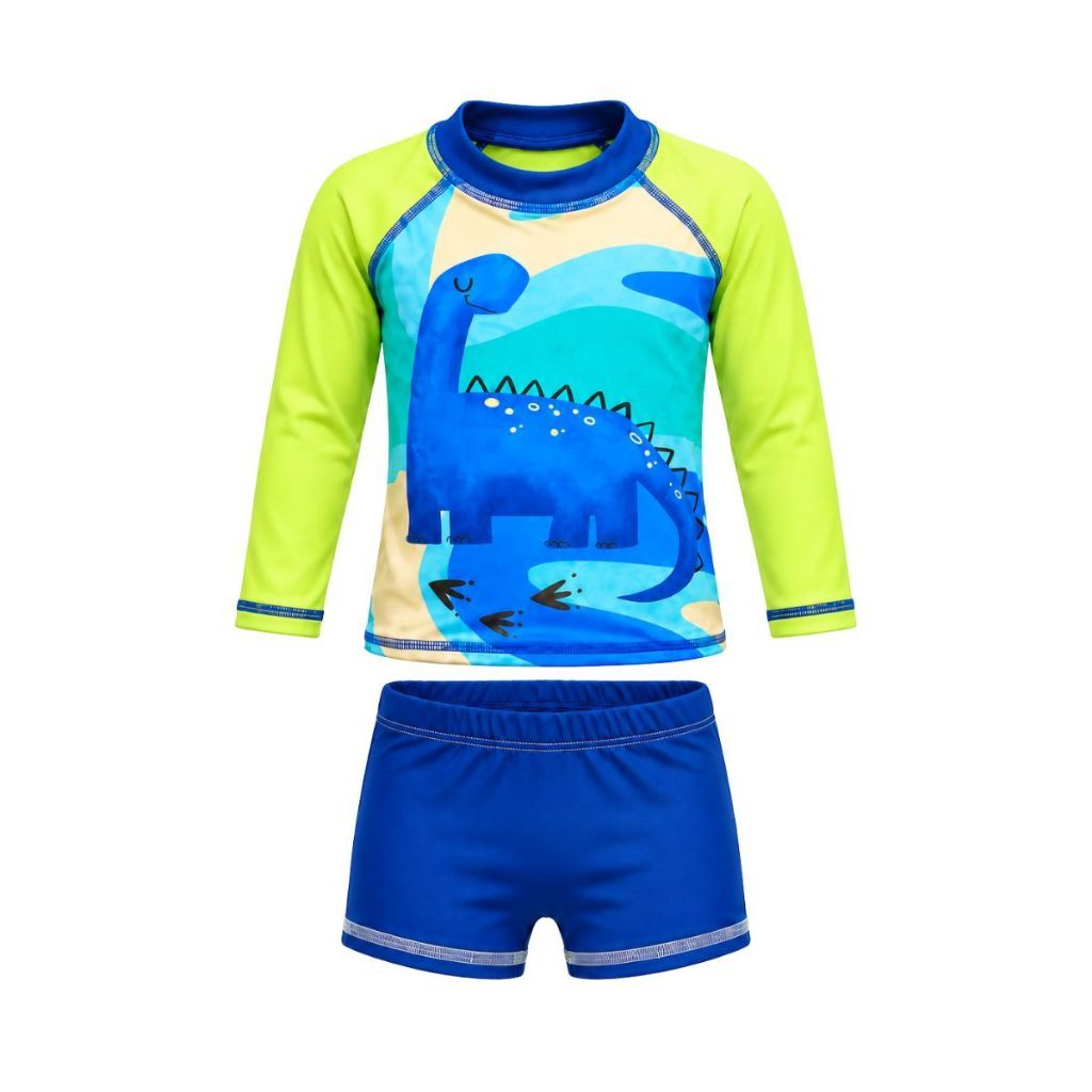 Conjunto Menino Baby Bebê Infantil Blusa Sunga Infantil Proteção Solar UV Praia Natação Piscina